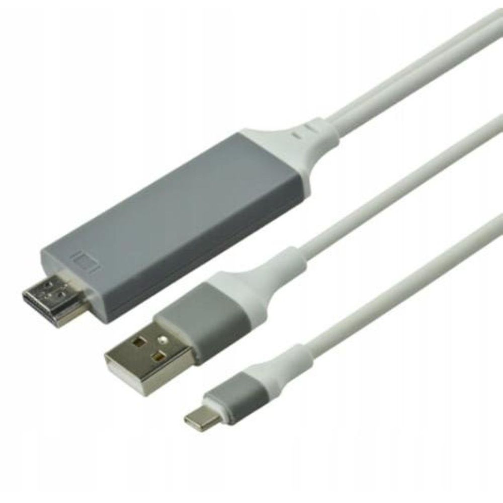 Adapter - HDMI Kabel - 1 m - Lightning auf HDMI - Full HD 1080p - USB - für iPhone iPad - Weiß