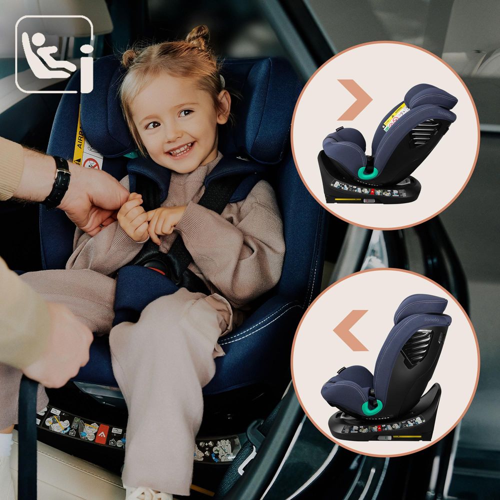 Lionelo Autokindersitz Bastiaan One i-Size, ab Geburt bis 12 Jahren, ab 0 kg bis 36 kg, Dri-Seat, 360 Grad - Blue Navy