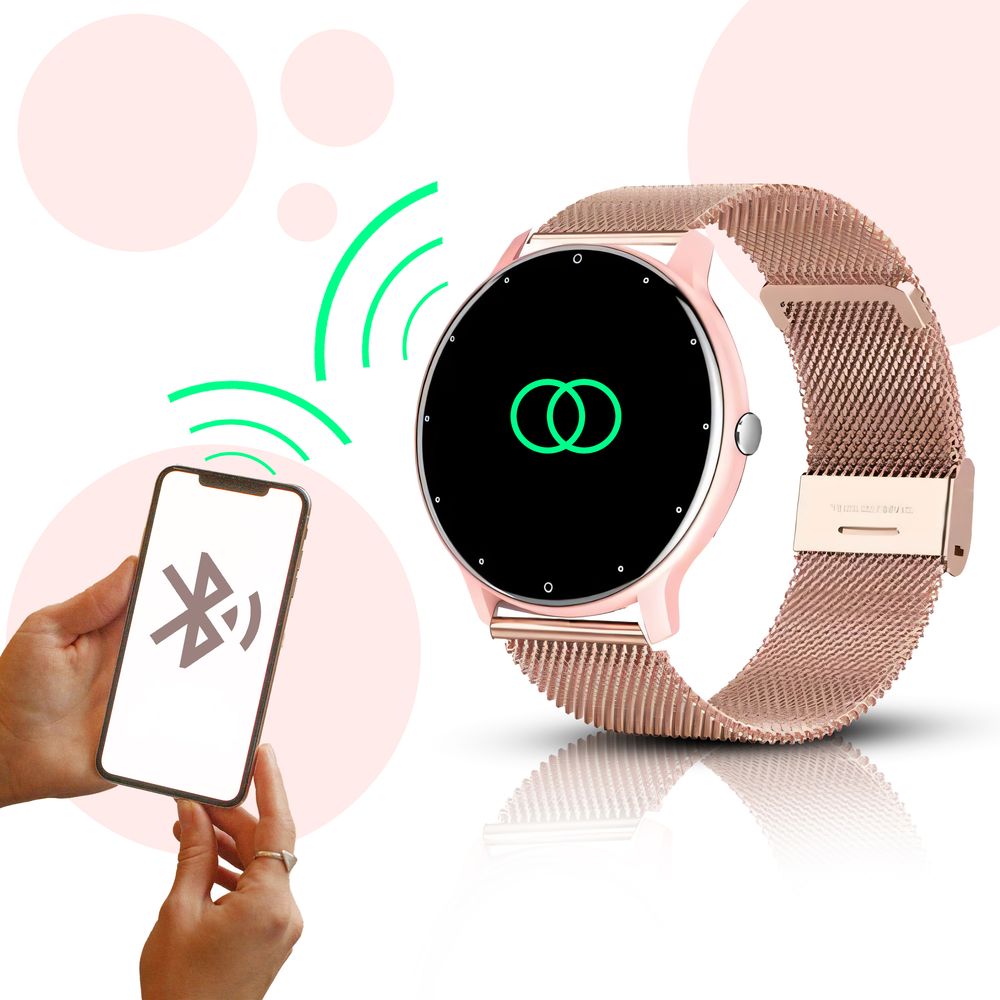 Smartwatch Smart Watch 45mm DT-88 Armbanduhr mit Touchscreen Sport Band Fitness Armband Black Watch Geschenk Call Android iOS Herren Damen Rosa Retoo