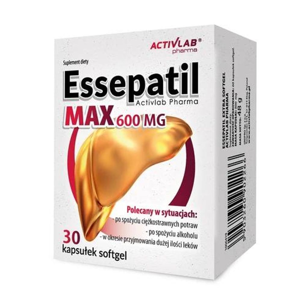 Activlab Pharma Essepatil EXTRA MAX 600 mg, 30 Kapseln, Soja-Phospholipide aus Lecithin, Leber-Komplex