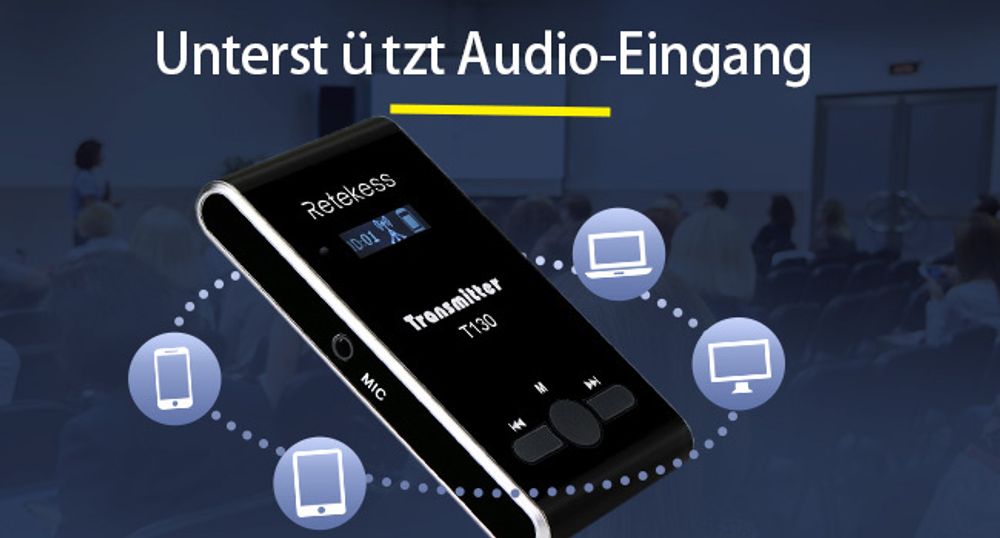 Retekess T130-T131 Tour guide System,60 Meter,99 Kanäle,18H,mit Mikrofon, PLL-Technologie, Geeignet für Reisebüros,Schulungen, Schulbesuche