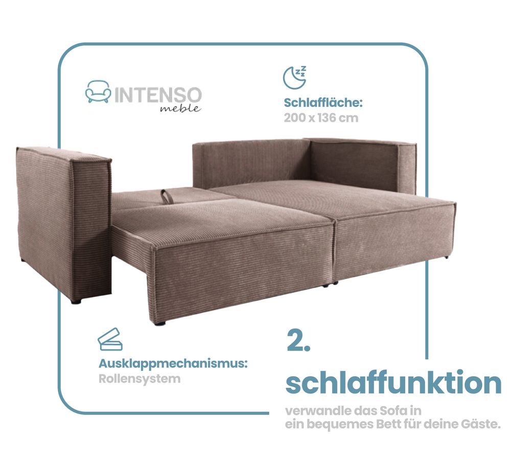 Intenso Ecksofa mit Schlaffunktion Monkey, Grün