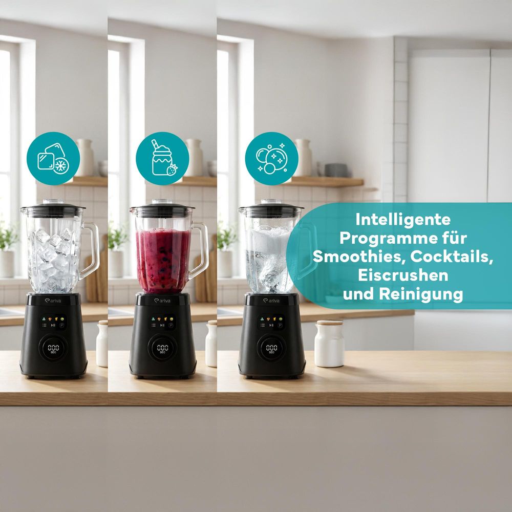 ARIVA 2-in-1 Standmixer-Set mit Glasbehälter und Kaffeemühle.