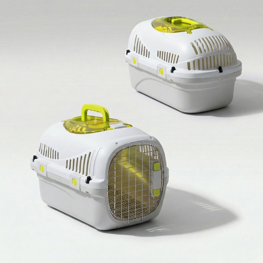 Katzentransportbox Peluvio Safy bis 5 kg, leicht & sicher, gute Belüftung, Griff, ideal für Auto & Reise - Grau