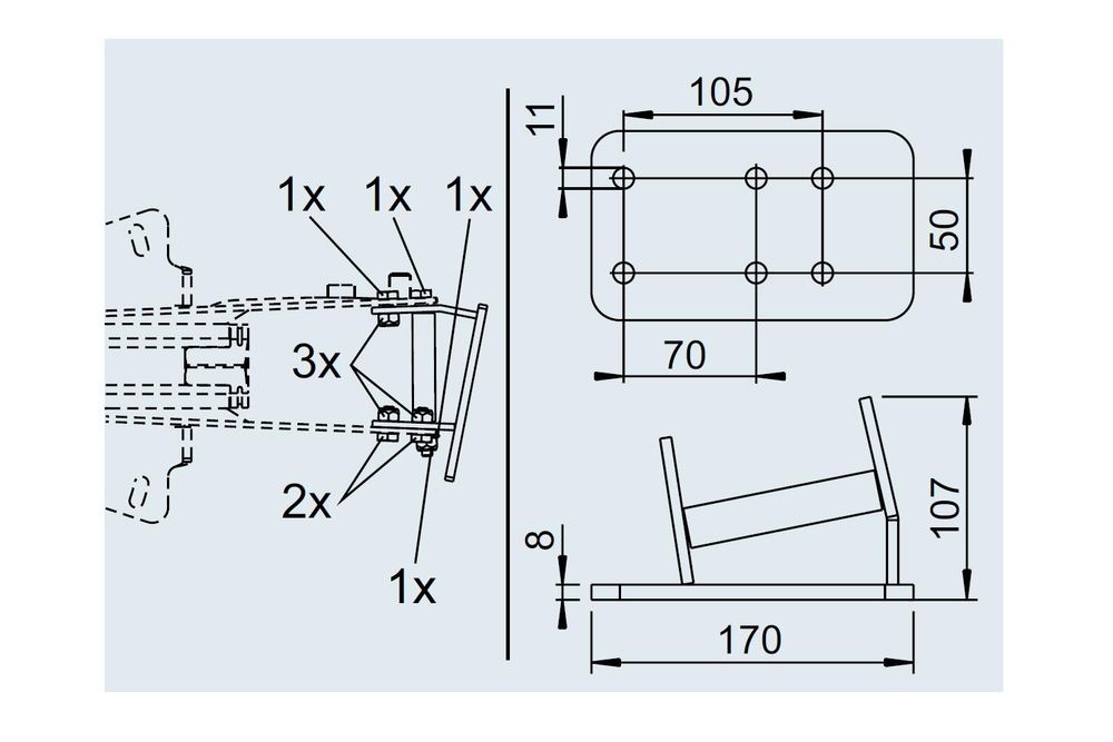 AL-KO Stützradhalterkonsole für 161S 251S 251G, Tragfähigkeit 300 kg, Einbau oben oder unten, Stützradträger für Auflaufeinrichtung am Anhänger