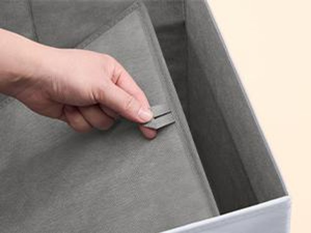 SONGMICS Aufbewahrungskörbe, 6er Set, faltbare Stoffboxen mit PP-Platten, für Regal, 30 x 30 x 30 cm, weiß-grau