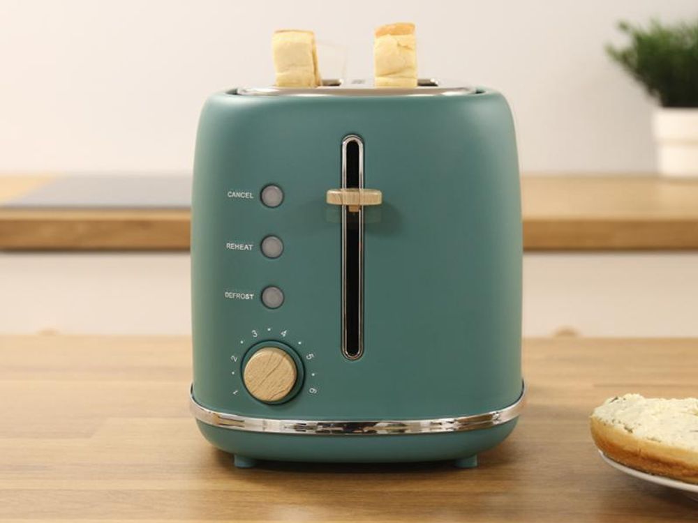 Briebe SKT1167GRE Nordic Set Toaster 2 Scheiben Breite Schlitze + Wasserkocher 1,7L Elektrischer Grün
