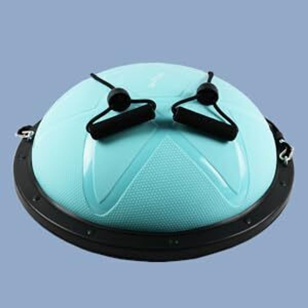 DH FitLife Balance Ball, Yoga Gleichgewichtstrainer Φ60*22cm bis 200 KG belastbar, halber Gymnastikball Fitness Balance Board, Balance-Board mit Pumpe und 2 Fitnessbändern