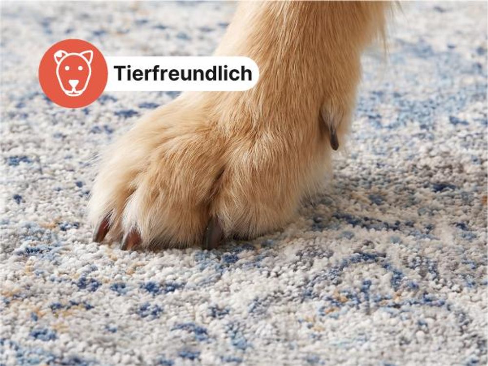 Tapiso Teppich VALLEY Rund Vintage Grau Blau Schlafzimmer 200 x 200 cm