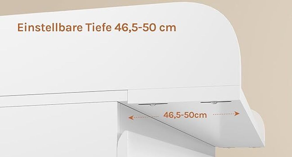 WOLTU Wickelaufsatz, Wickeltischaufsatz 80x10,5x78.5 cm,  46,5-50 cm tief, MDF, Weiß