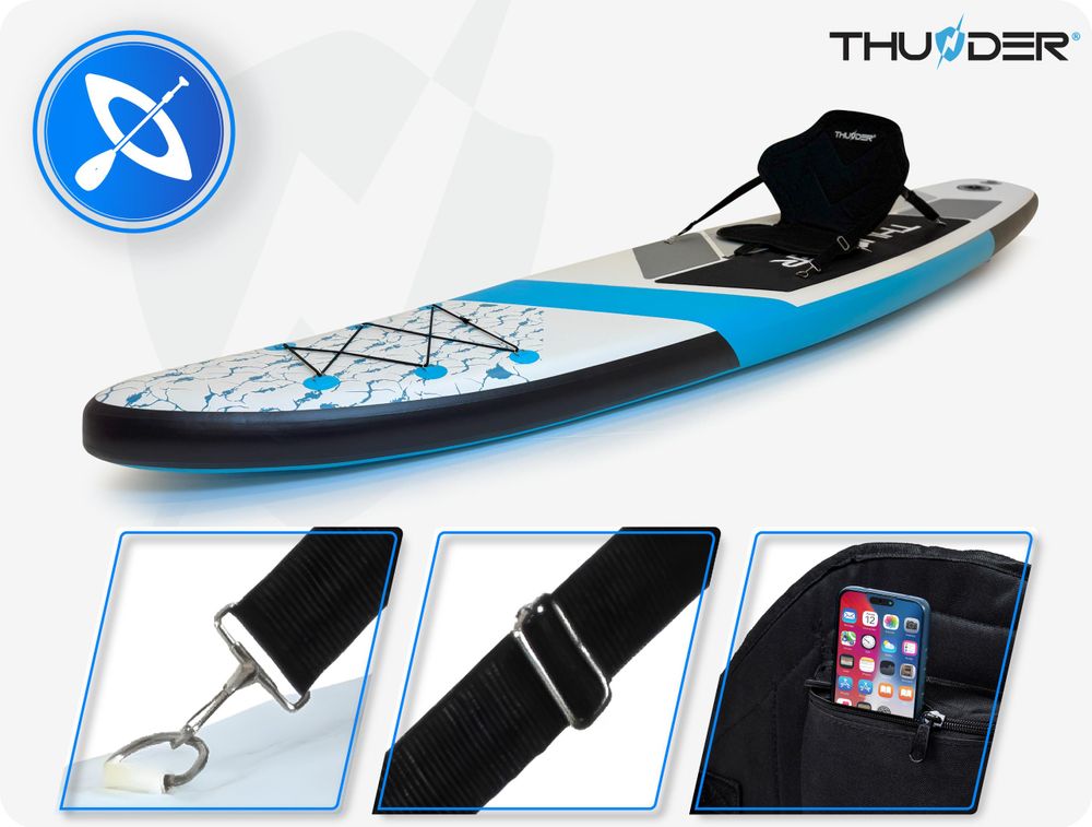 Deska SUP THUNDER® | MARIS | 320 x 75 x 15 cm | NIEBIESKA | Do 150 kg | Kompletny zestaw | Nadmuchiwana | Deska SUP | Akcesoria do desek SUP |