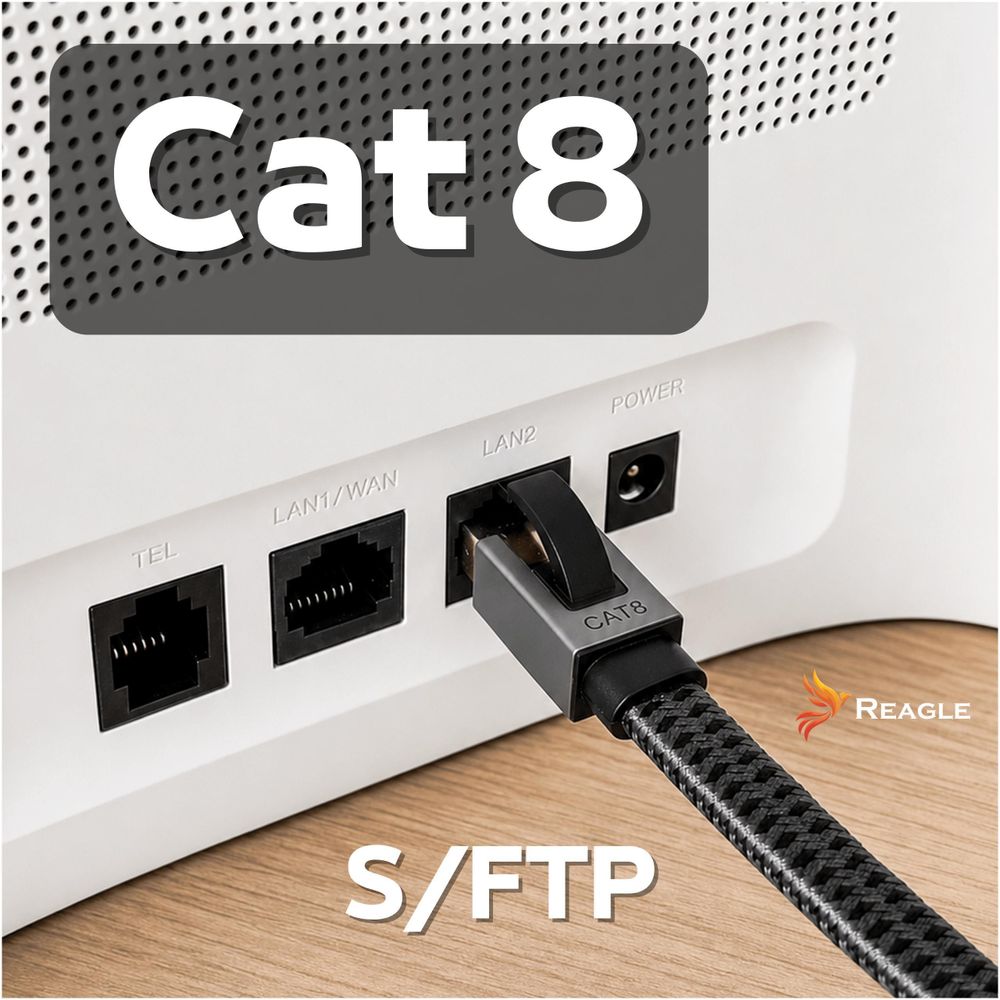 Reagle Cat8 Ethernet Lan Kabel Rj45 Sftp 40 Gbps 5 M – Hochgeschwindigkeits-Netzwerkkabel Für Gaming, Pc, Router & Streaming