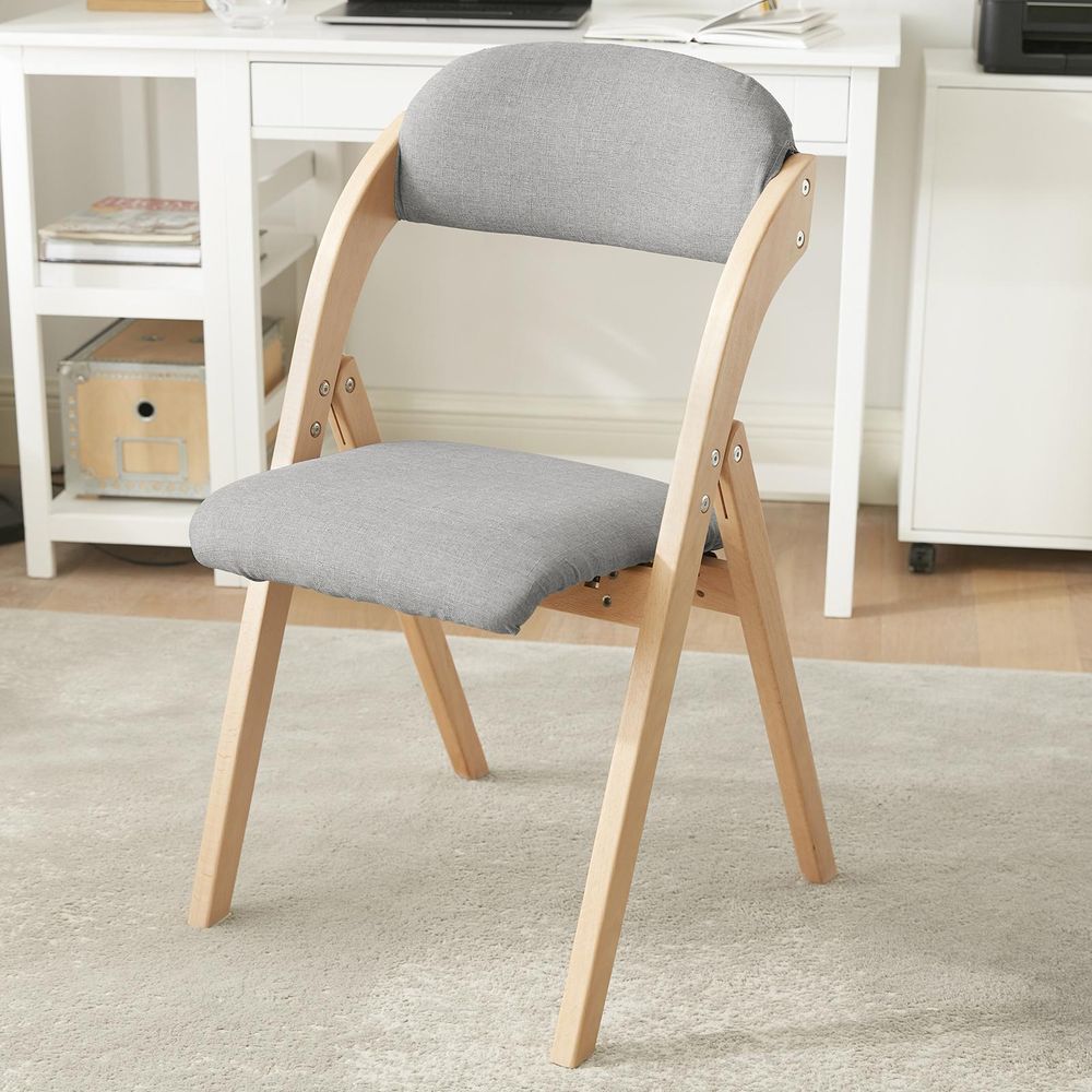 SoBuy Klappstuhl Holz gepolstert, ergonomischer Gartenstuhl klappbar aus Buche, waschbarer Bezug, belastbar bis 120 kg, Balkon Küche FST92-N