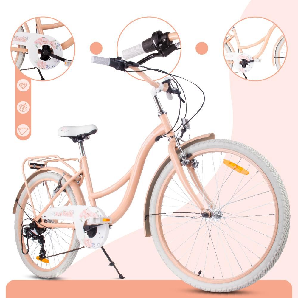 Bicicleta infantil SUN BABY con detalles de manillar, frenos y protección de cadena