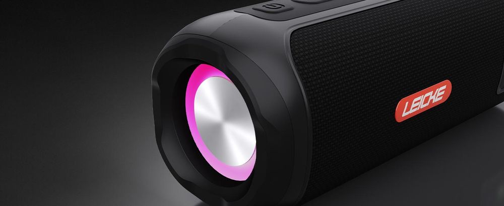 LEICKE DAB+ Radio Tube-Tragbarer Bluetooth Lautsprecher mit DAB+/FM, 4500mAh Akku, RGB-LED Lichter, 10W Stereo-Sound,Equalizer, Micro SD/AUX Anschluss