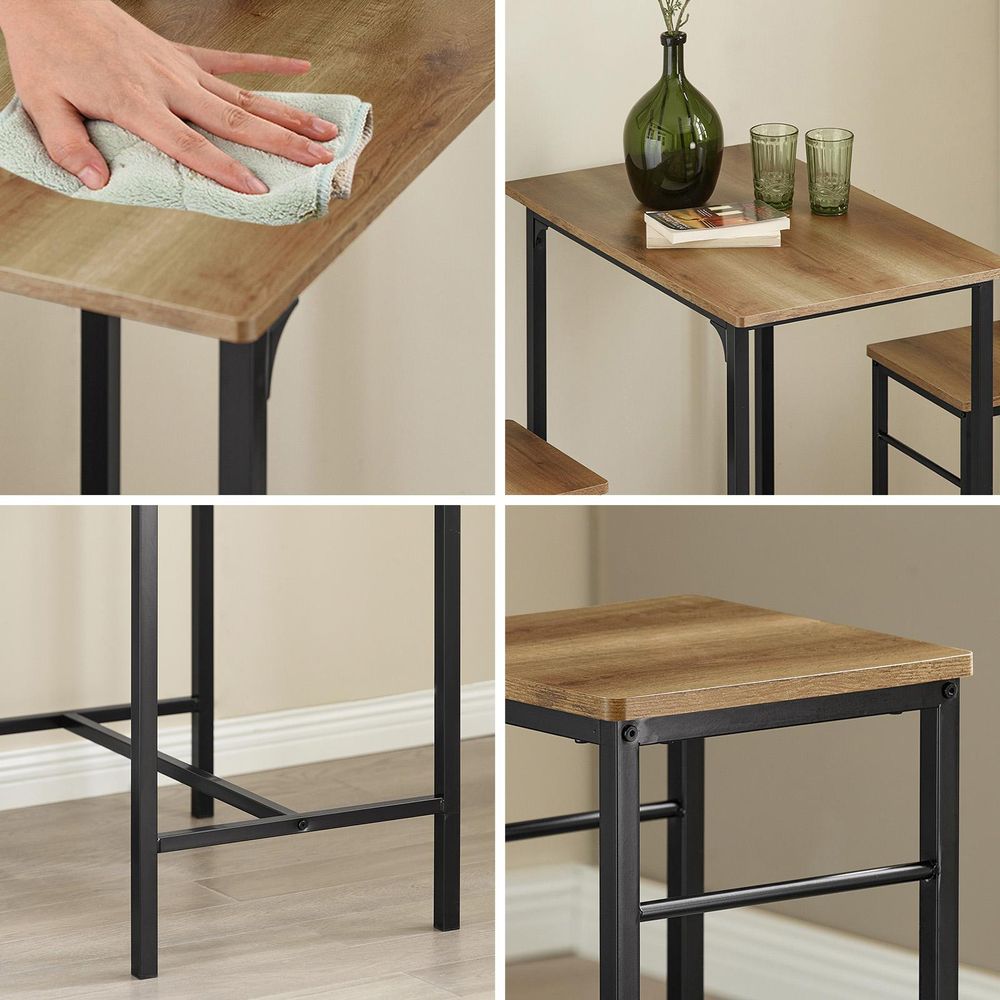 SoBuy Essgruppe Esstisch Set 3-teilig Bartisch mit 2 Stühlen platzsparendes Küchentisch Set für Esszimmer Balkon Garten Kompakt Modern OGT10-PF