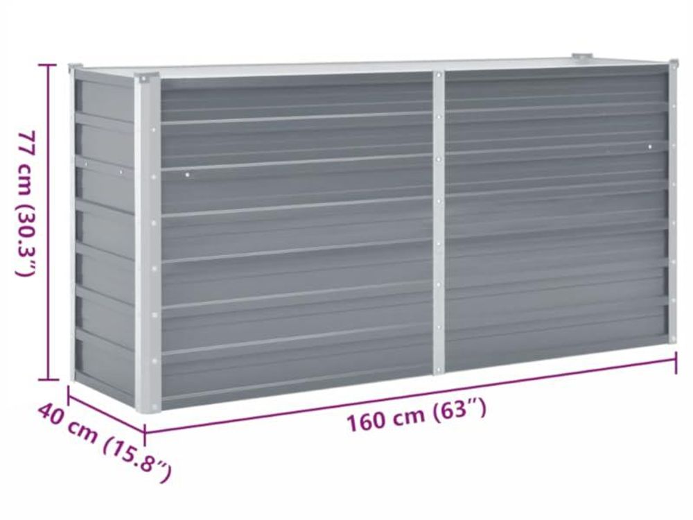 vidaXL Garten-Hochbeet Verzinkter Stahl 160x40x77 cm Grau