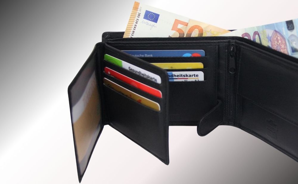 Frentree® Herren Geldbörse aus Nappa Leder mit RFID Schutz, 12 Kartenfächer, Querformat Portemonnaie, Schwarz, LB-02