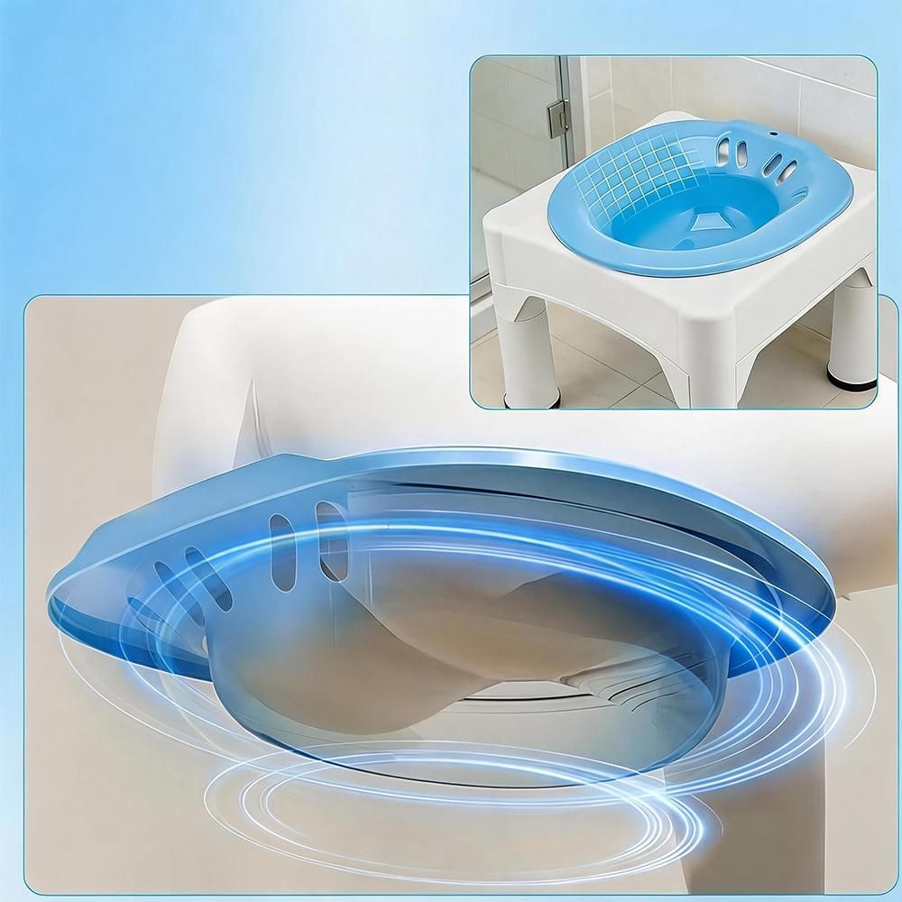Juksun Sitzbadewanne Sitzbad Hämorrhoiden Pflegebecken Postpartum-Badewanne Waschbecken 40x37.5x30cm mit Duschball für Schwangere und Pflege