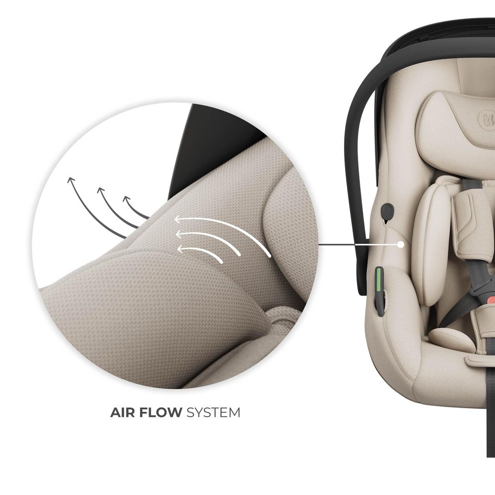 Kinderkraft I-LITE i-Size Babyschale 40–87 cm – Ultraleicht (3,2 kg), ISOFIX & Gurtmontage, Sonnenverdeck, Beige