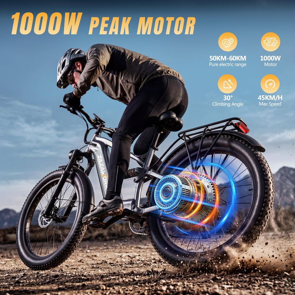 Elektro‑Fahrrad CF500 für Geländeeinsätze, 48 V 20 Ah, 27,5‑Zoll Geländefettreifen, doppelte Federung, hydraulische Scheibenbremsen, 150kg,silber