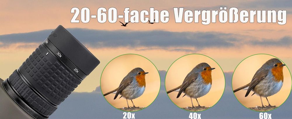Svbony SV13 Sepktiv mit Stativ, 20-60x80 FMC Optik Porro Prisma Wasserdicht Spektiv, Monokular für Sportschützen, Jagen, Vogelbeobachtung, Wildlife Scenery Zuhause oder Outdoor