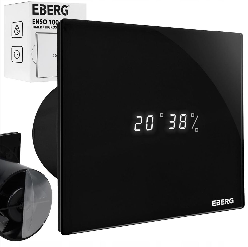 EBERG ENSO 100 B Badlüfter 100 mm Feuchtigkeitssensor Timer LED Schwarz