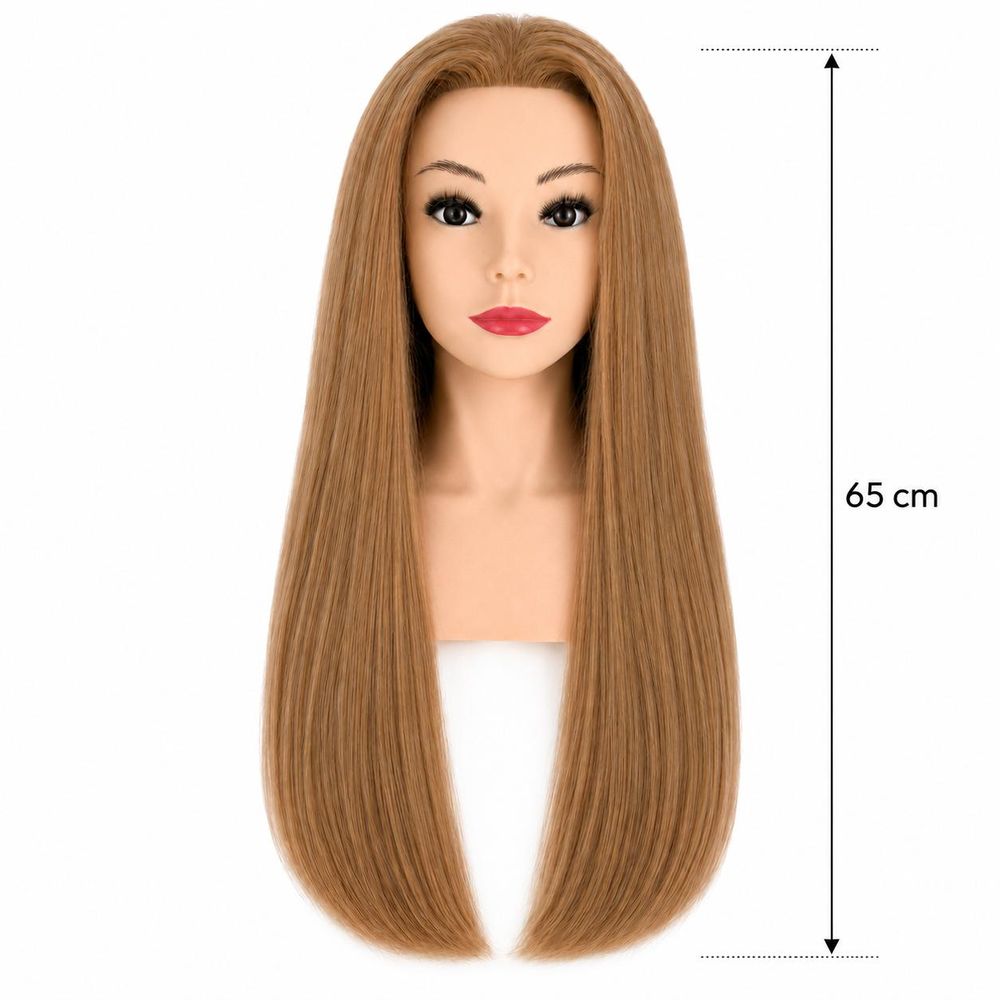 Tête à coiffer professionnelle avec buste Maxi, 100% cheveux naturels 65 cm