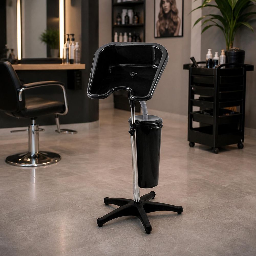 Bac à shampoing portable sur pied réglable - Bac de lavage coiffure mobile avec réservoir