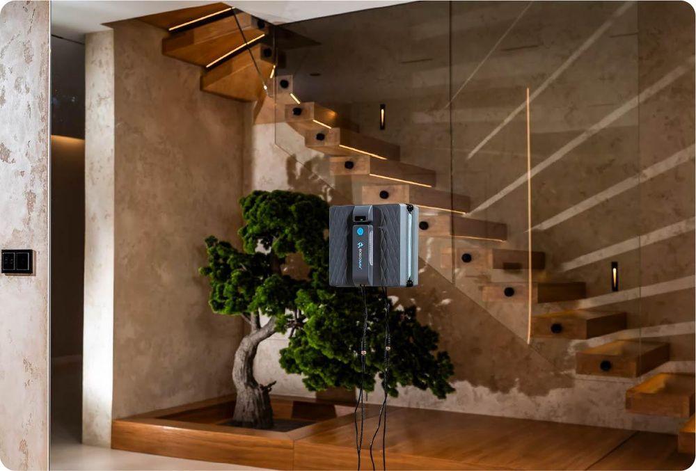 ROBOWAY RW-5 Fensterputzroboter, 3000 Pa Saugkraft, Ultraschall-Sprühfunktion, BLDC-Motor, UPS-Sicherheitssystem, Fernbedienung