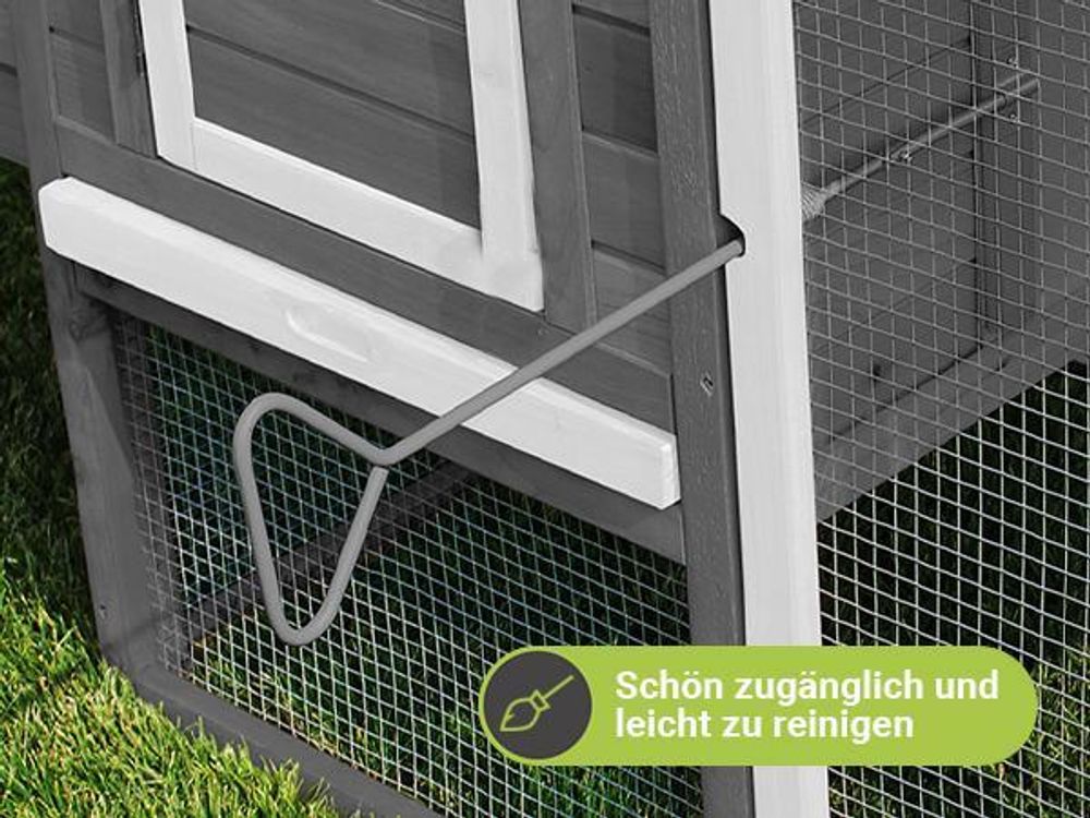 MyAnimal Hühnerstall MH-04 | Für 3-4 Hühner - Hühnerhaus - Nistkasten - Eiablage - Freilaufgehege - Wasserabweisendes Dach - Kleintierstall (Grau)