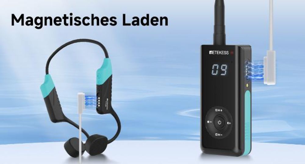 Retekess TT120 Schwimmtrainer-Kommunikator, IP68 Wasserdichte Schwimmkopfhörer, Knochenleitung, 120 m, für Schwimmtraining(1 Sender, 3 Empfänger)