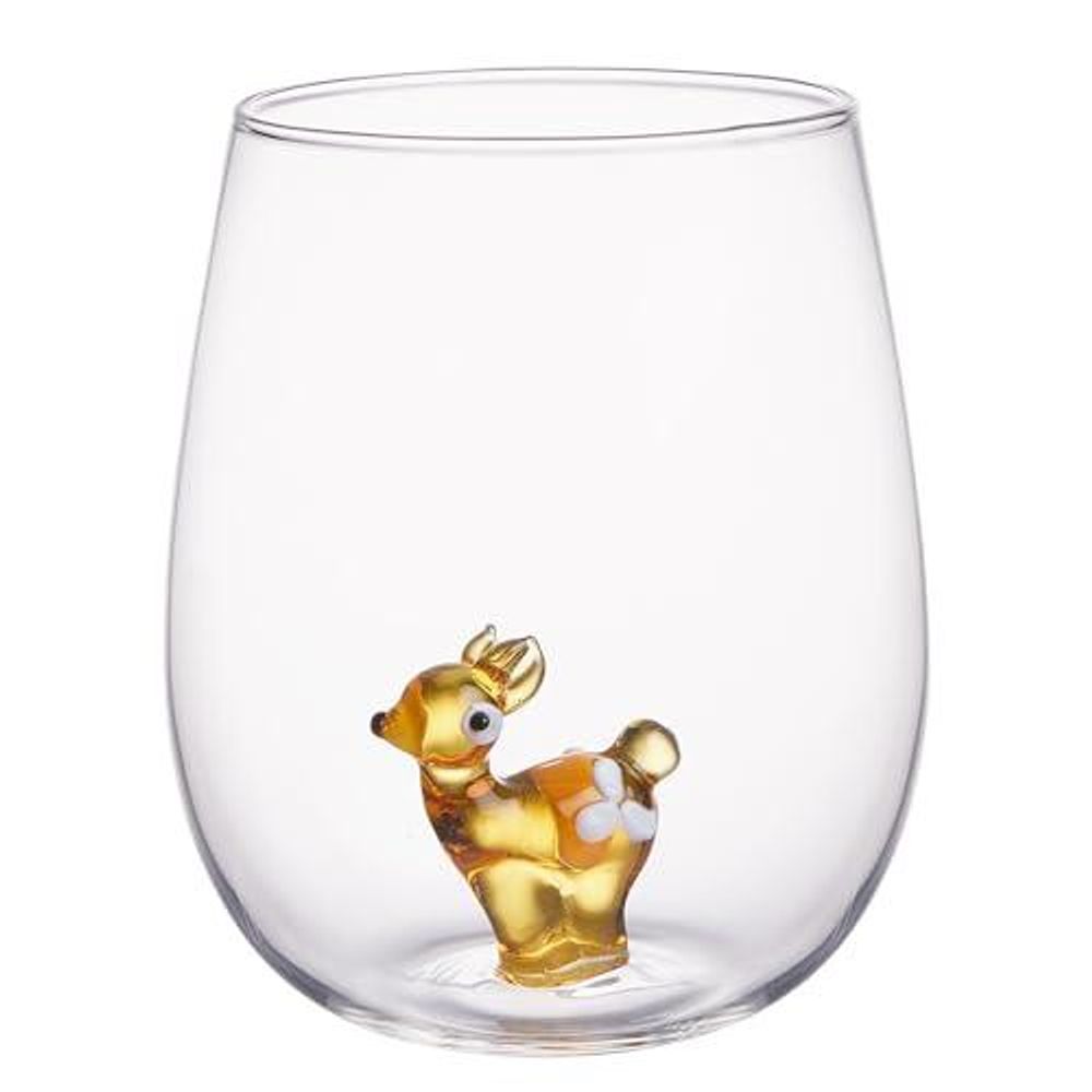 Trinkglas 450ml Glas Reh MERRY & JOY | Becher mit Weihnachtsmotiv | Weihnachtsgläser für Wasser, Sprudel & Cocktails |