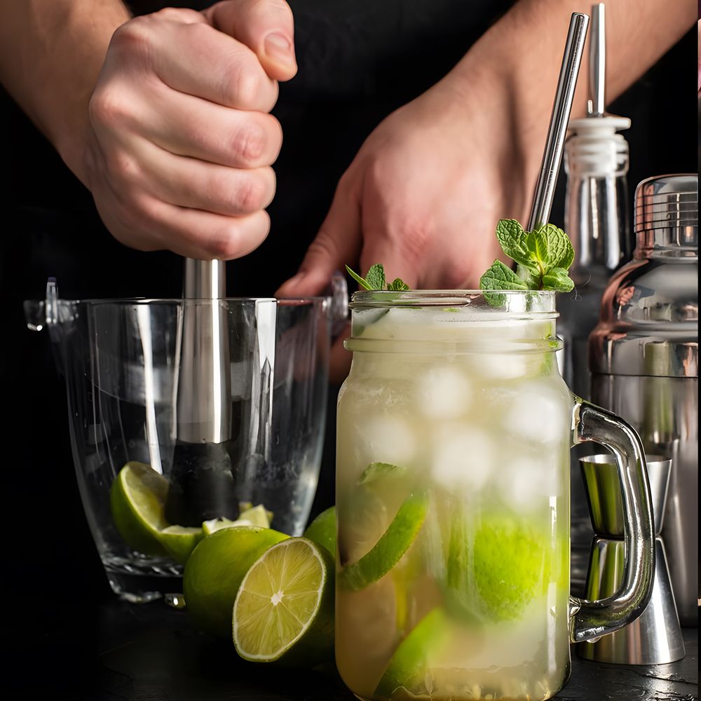 6-tlg Set Cocktail Shaker Edelstahl Cocktail-Set mit Sieb 750 ml Messbecher 2 Ausgießer Stößel Barlöffel Barkeeper Bar Zubehör Cocktailshaker Retoo
