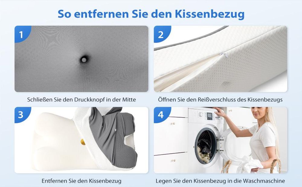 CMYbabee Nackenkissen, Orthopädisches Kopfkissen aus Memory Foam, Ergonomisches Kopfkissen gegen Nackenschmerzen mit Eisseiden Bezug, Grau