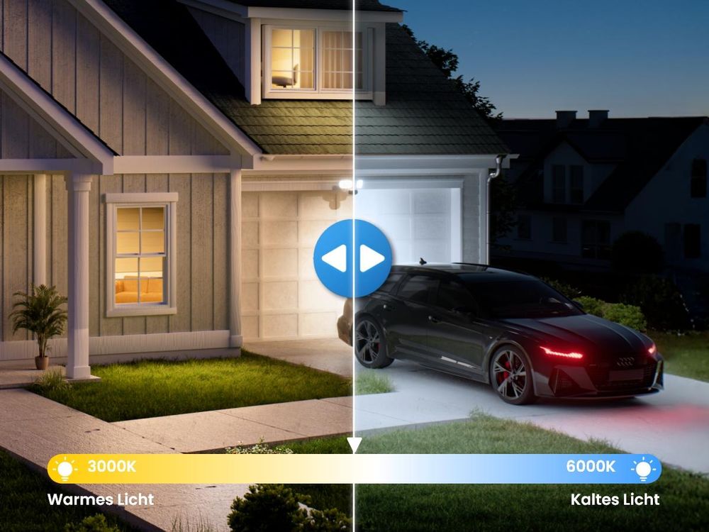 Reolink Elite Floodlight WiFi, 4K 8MP kabelgebundene Flutlicht Überwachungskamera, 180°-Panorama, Dualband Wi-Fi 6, 3000 Lumen, Lokale KI-Videosuche