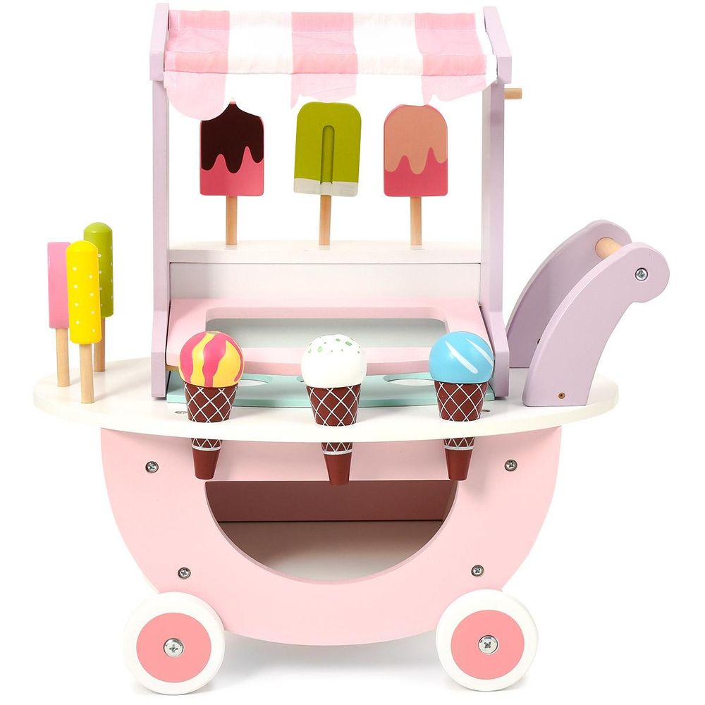 SEVICO Spielzeug Holz Eiswagen Holz Shop für Kinder Zubehör Pretend-Spielset F157