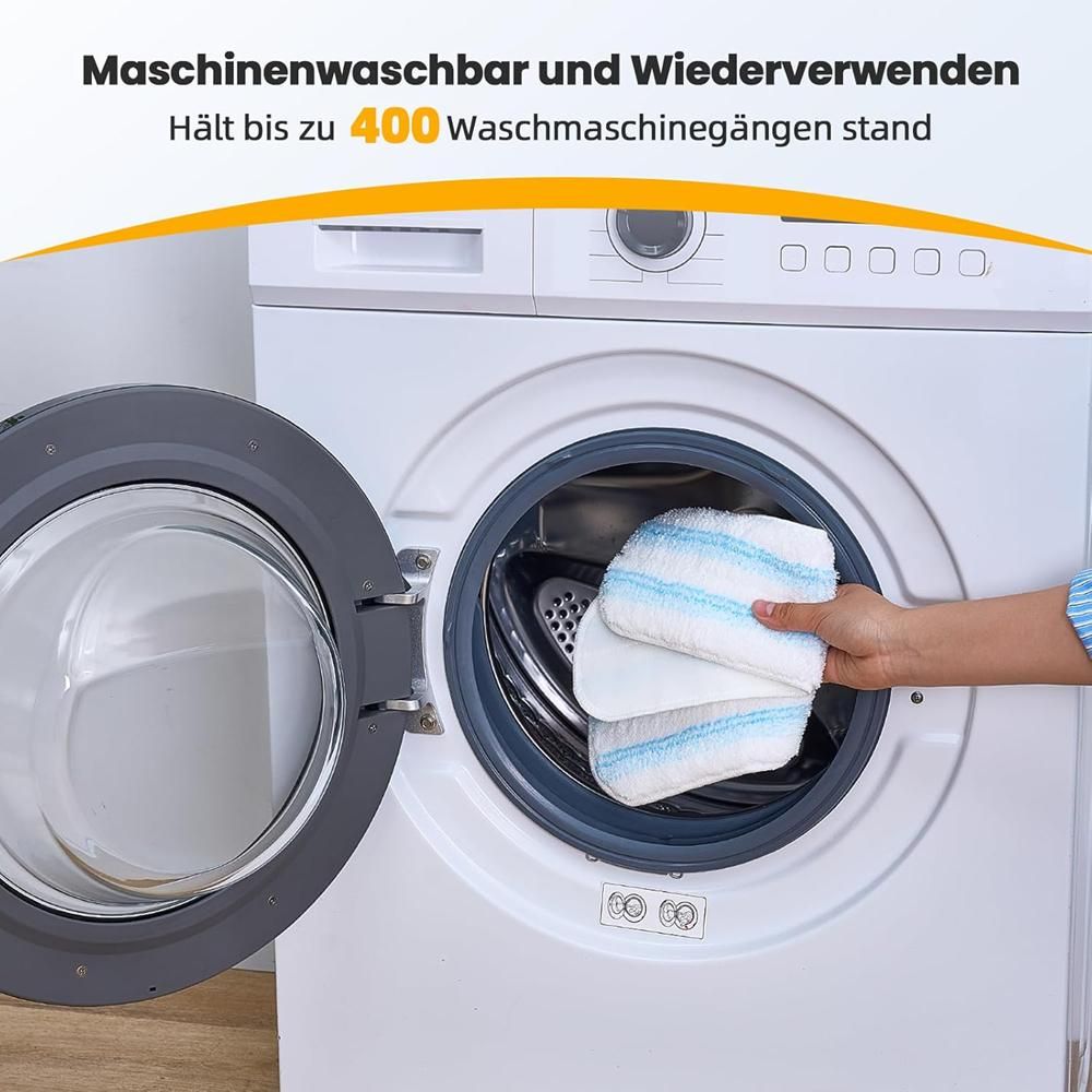 Juksun Wischmopp Ersatzbezüge 10 Stück für Vileda H2PrO Mikrofaser waschbar blau weiß wiederverwendbar Hartböden