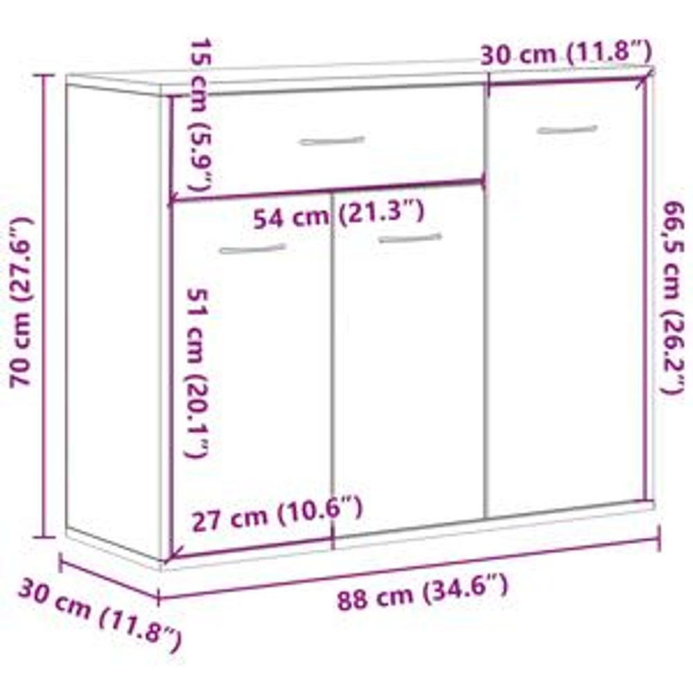 vidaXL Sideboard Betongrau 88x30x70 cm Holzwerkstoff