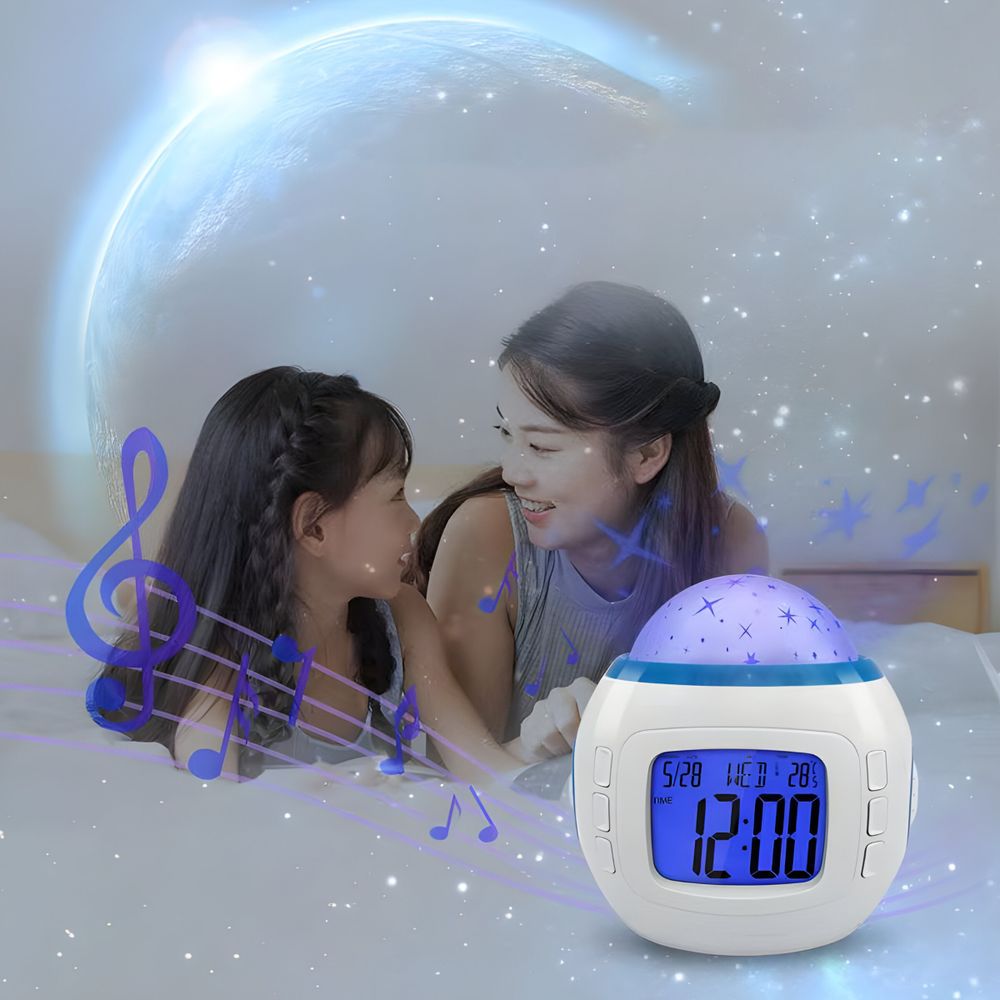 Wecker LED Sternenhimmel Projektor Nachtlicht Sternennachtlicht Projektionslampe Sternenprojektor für Schlafzimmer Party Kinderzimmer USB Retoo