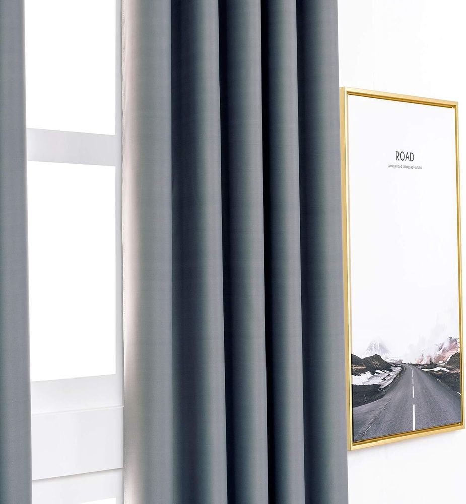 WOLTU 2er Set Gardine blickdicht 250 g/m² mit Kräuselband : Schiefer Grau 135x245 cm Farbe: Schiefer Grau Größe: 135x245 cm
