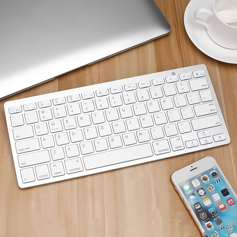 Bluetooth Tastatur Kabellose Wireless Keyboard mit Tasten QWERTY Natürliches Tippen 2,4 GHz Funkverbindung Kompatibel mit PC Notebook Laptop Retoo