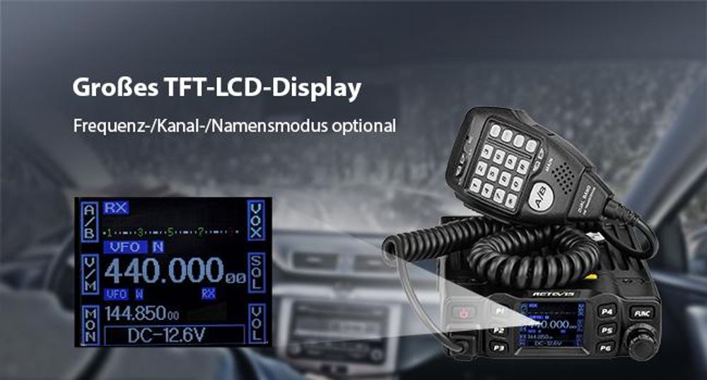 Retevis RT95 Mini Mobilgerät Dualband Amateurfunk, Ham Radio 200 Kanäle, Chirp, 5W/15W/25W DTMF 5Tone, Funkgerät Auto-Transceiver (Schwarz)