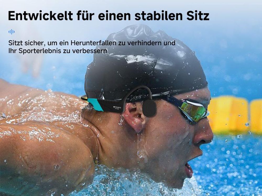Retekess TT120 Schwimmtrainer-Kommunikator, IP68 Wasserdichte Schwimmkopfhörer, Knochenleitung, 120 m, für Schwimmtraining(1 Sender, 3 Empfänger)