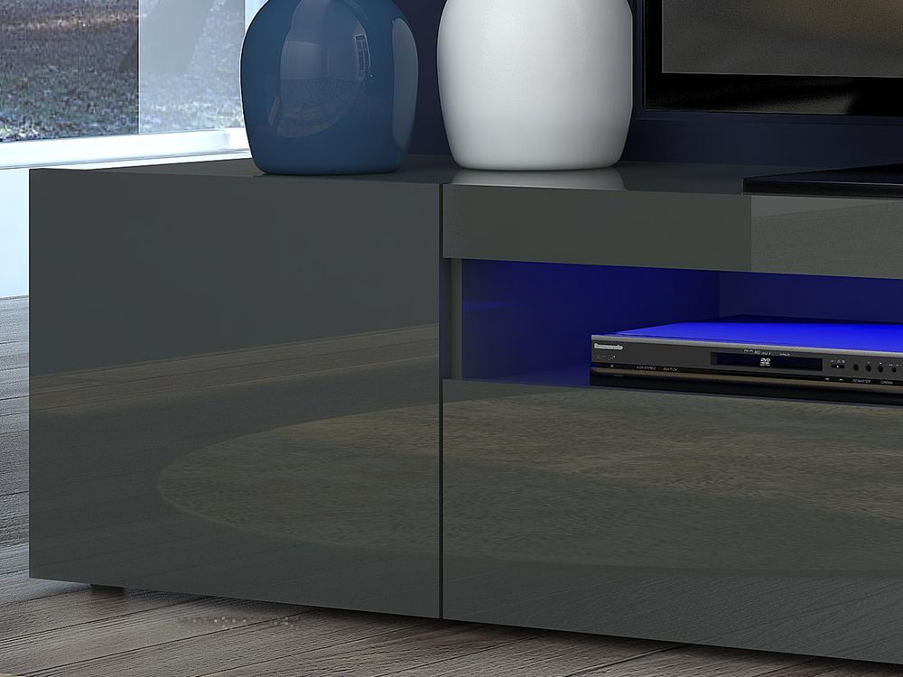 möbelando Daiquiri TV-Lowboard – Modernes Sideboard in Anthrazit-Hochglanz mit Gerätefach