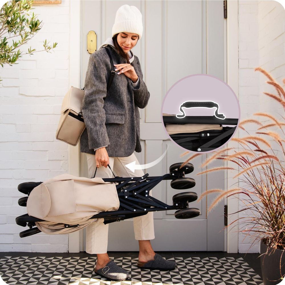 MoMi AKIRA – Ultraleichter Baby Kompaktbuggy 6,7 kg mit verstellbarer Rückenlehne & Drehbügel, inkl. Tasche & Moskitonetz, bis 15 kg – Grün