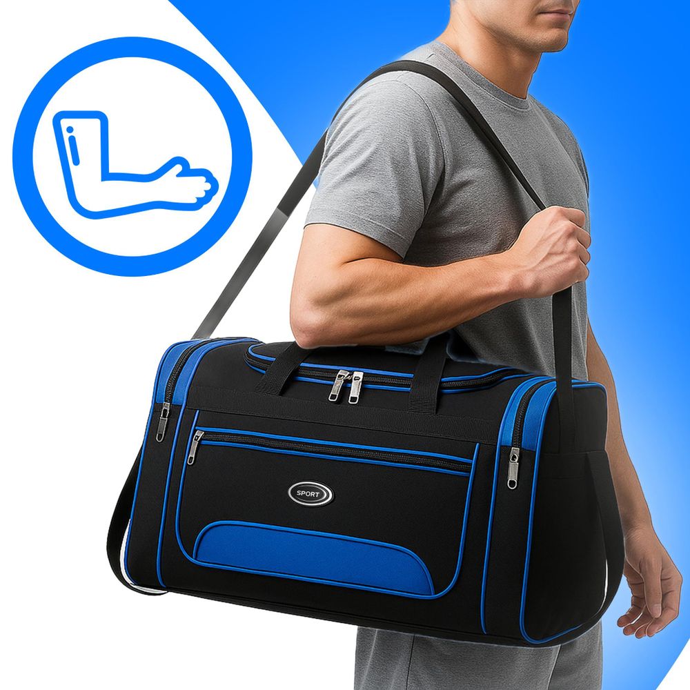 Sporttasche Sport Tasche Fitness 60 cm Reisetasche Fitnesstasche Gym Umhängetasche Arbeitstasche Damen Herren Jungen Mädchen Schwarz Retoo