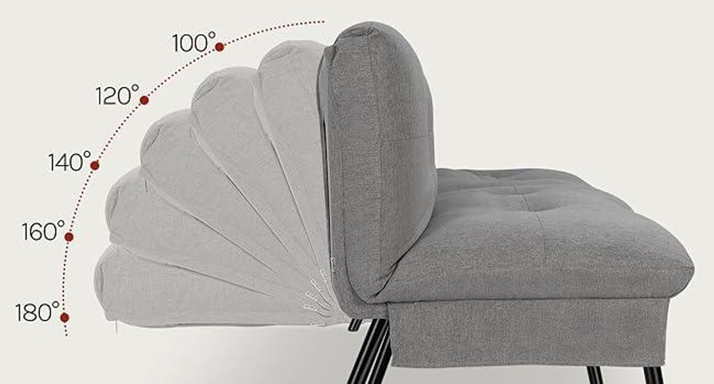 WOLTU 2-Sitzer-Schlafsofa mit 2 Kissen, Verstellbarer Rückenlehne, mit rutschfesten Füßen, Dunkelgrau