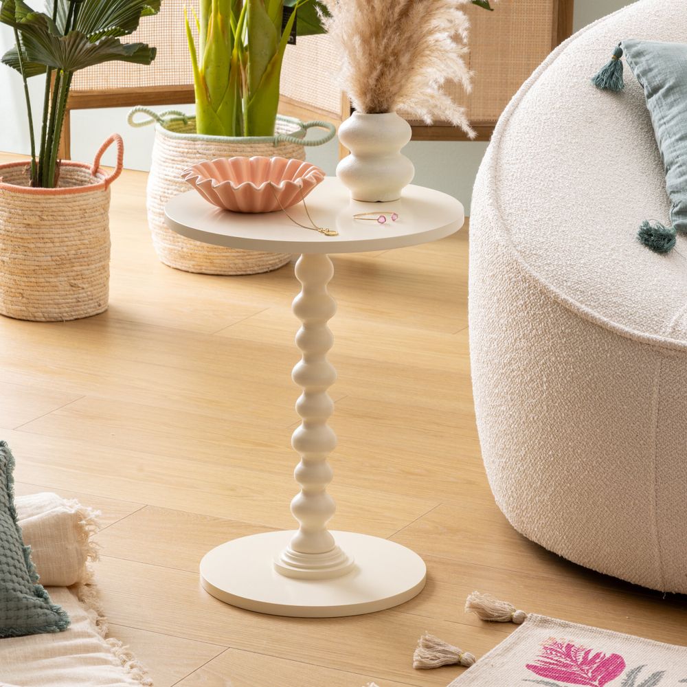 Beistelltisch/salontisch Alexa - Elfenbein - MDF-Holz - rund - Pflanzenaufsteller