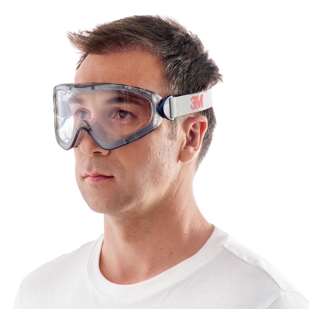 3M Schutzbrille weiß – leichte, kratzfeste Schutzbrille mit klaren Gläsern für Arbeit, Labor, Bau & Heimwerken